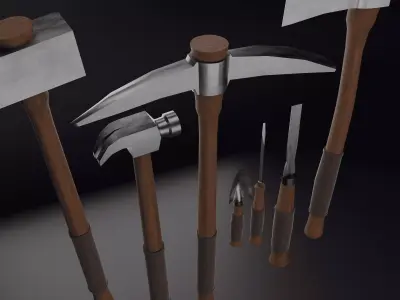 Blacksmiths PBR ToolKit - 7 High quality tools Low-poly 3D model