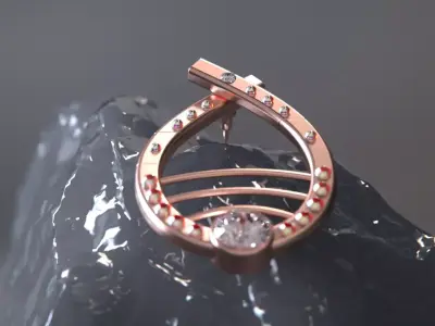 Woman ringstone earring 3D model