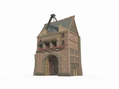 Medieval architectural gatehouse gate 3D model