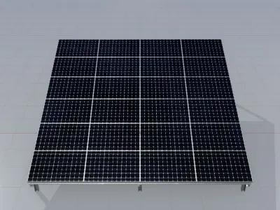 Solar module version 4 width 7000mm tilt angle 15 degrees Low-poly 3D model