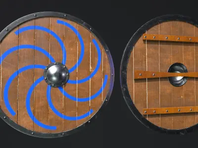 10 shields pack Low-poly 3D model