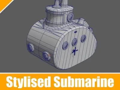 Stylized Submarine Low-poly 3D model