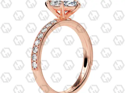 Ring 65 Marquise Shape milgrain pave set ring with Gems 3D print model