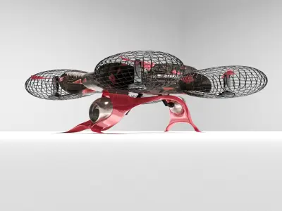 Drone futuristic hovercraft Low-poly 3D model