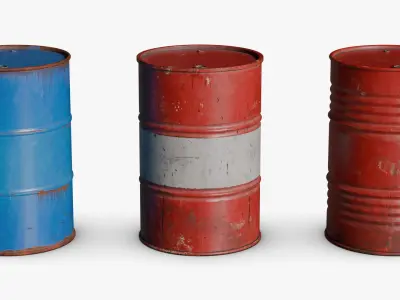 Oil Drum bundle v1 - 55 gallon drum 3D model