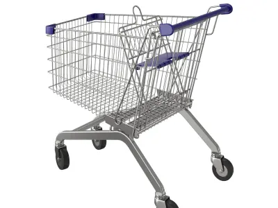 Blue shopping cart 3D model