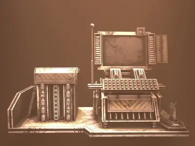 Rusty typewriter  Low-poly 3D model