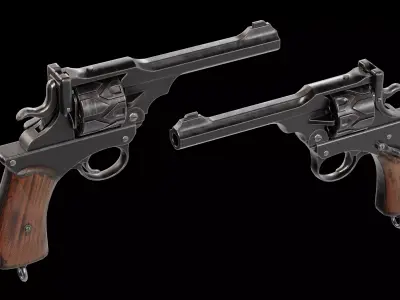 Webley Fosbery Automatic Revolver Low-poly 3D model purchase
