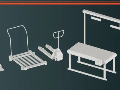 Low Poly Factory Equipment 3D model