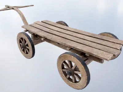 Wooden Wagon Low-poly 3D model purchase