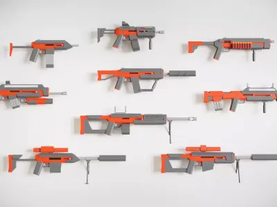 Game ready Guns asset pack  Low-poly 3D model