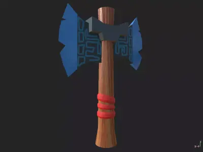 cartoonistic axe Low-poly 3D model