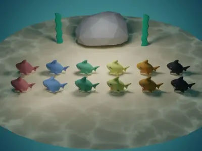 Lowpoly 3D Stuffed Shark Pack Low-poly 3D model
