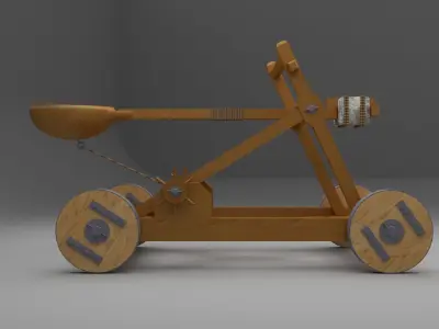 Catapult in Medieval War Equipments Low-poly 3D model