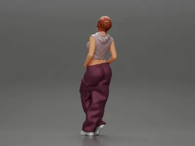 Chola girl Leaning On A Wall While Holding Her Legs Crossed 3D print model