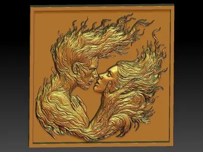 1 fire of love CNC Relief Model 3D print model