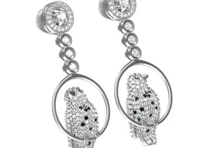 Antique Diamond Bird Hip Hop Earring 3D print model