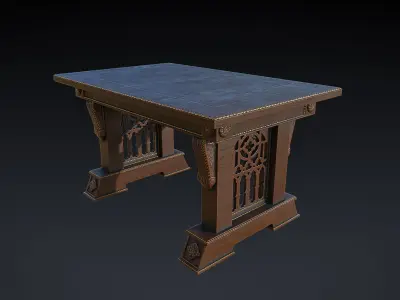 PBR Old Gothic Table Low-poly 3D model