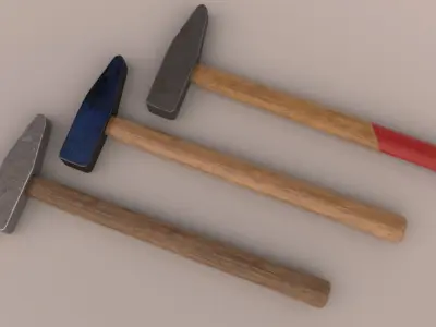 Hammers hammer with wooden handle Low-poly 3D model