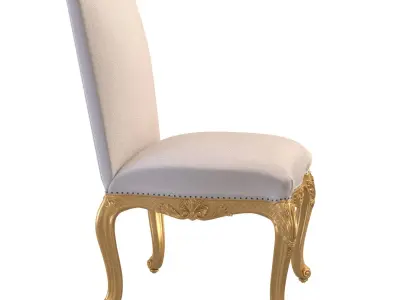 French Louis XV Style Giltwood Dining Classic Antique Chairs 3D model