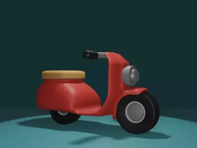 Red scooter for cute character 3D model