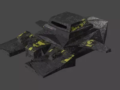SpaceShip Low-Poly PBR Model tank Low-poly 3D model
