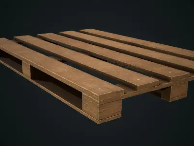 Wooden Pallet Low-poly 3D model 14