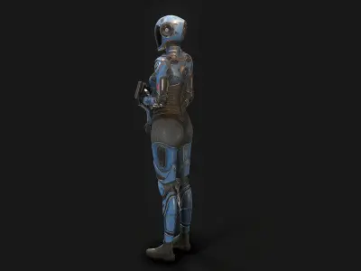 Female Cyborg Low Poly Low-poly 3D model