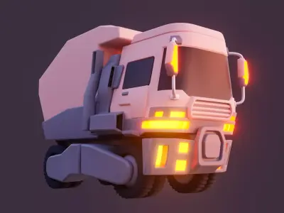 Low Poly Stylized Dump Truck 3D model