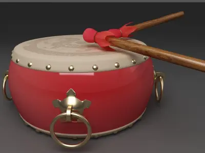 drum wood music instrument taiko classic antique barrel  3D model