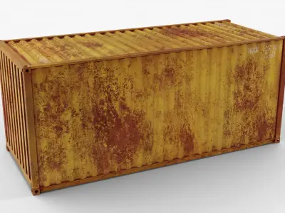 20Ft Cargo Container - Yellow - Rusted 3D model