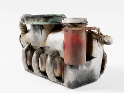 vintage carD v12 engine vehicle part da1 Low-poly 3D model