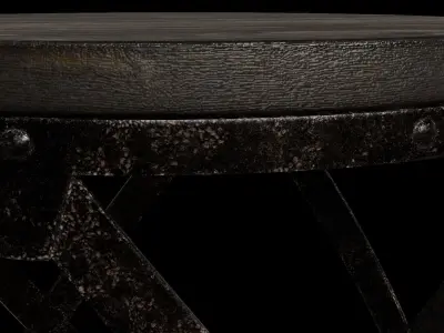 Rustic Industrial Crafted Wood And Metal End Table Low-poly 3D model