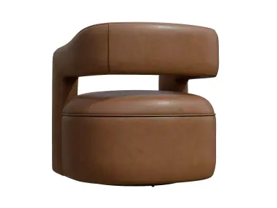 Modern Vegan Leather Open Back Swivel Barrel Accent Chair Low-poly 3D model