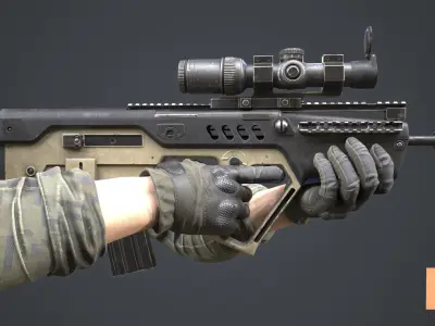 FPS Automatic Rifle 02 Low-poly 3D model