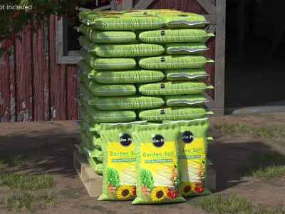 Garden Soil in Bags on Pallet 3D model