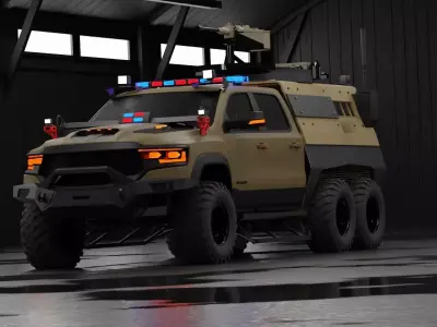 6x6 Armored Tactical Off Road Truck  Military Vehicle Rigged  3D model