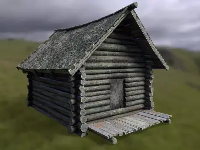 Ancient slavic house Low-poly 3D model