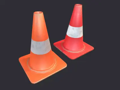 Road Cone PBR Low-poly 3D model