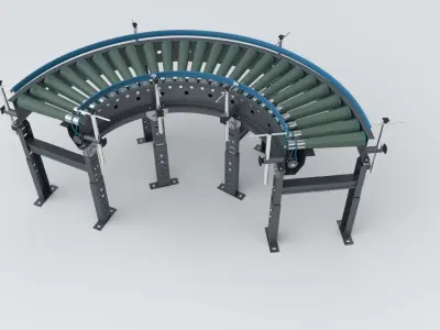 Curved Roller Conveyor Adjustable  and Rigged 3D model