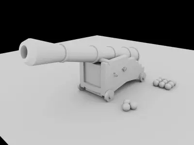 Military cannon Vintage Free low-poly 3D model