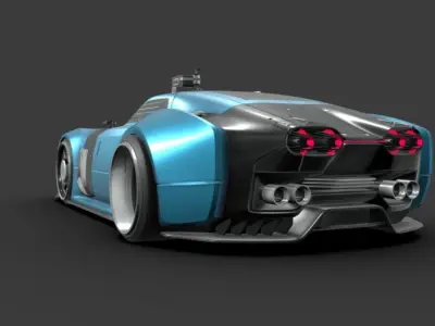 RAY - retro future cyber car Free low-poly 3D model