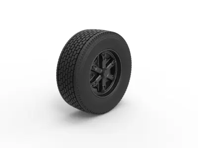 Front float 6 spoke truck wheel Scale 1 to 25 3D print model