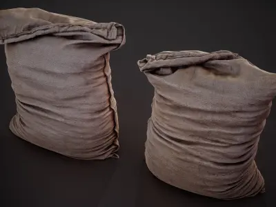 Realistic old burlap bag 04 photo scan Low-poly 3D model