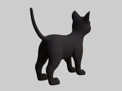 Cat Black  Low-poly 3D model
