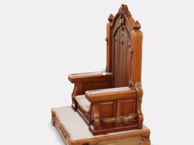 Wooden Throne Low-poly 3D model