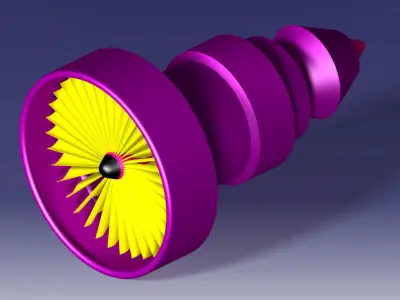 Airplane jet engine blades Low-poly 3D model