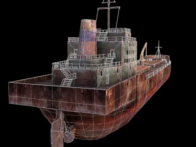 Marine cargo ship Low-poly 3D model