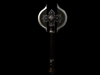 Metal Fantasy Axe Low-poly 3D model