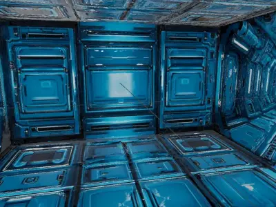 Modular Sci-Fi Corridor Box 360 Environment Low-Poly Low-poly 3D model